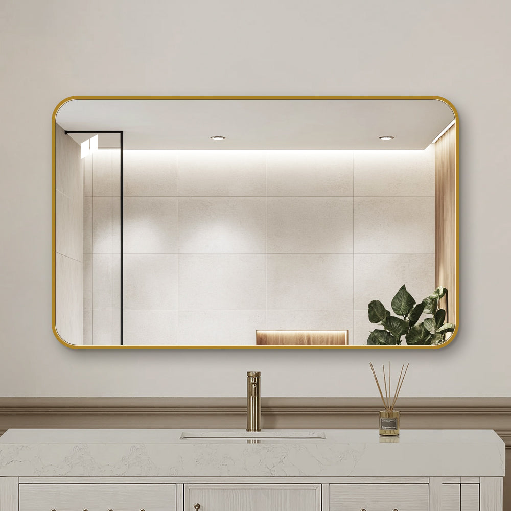 Yishare Rectangular Right-Angle Aluminum-Frame HD Explosion-Proof Bathroom Mirror