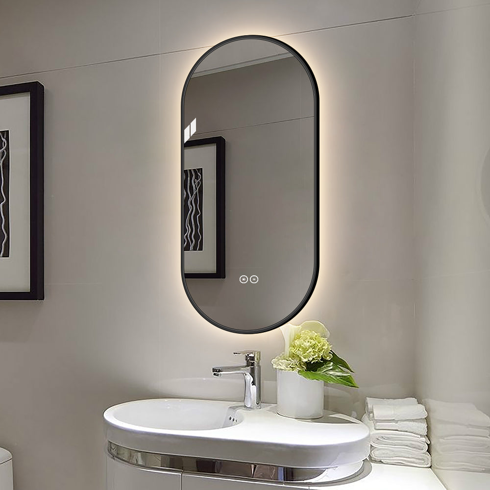 Yishare Oval-Shaped Framed Backlit Defogging Explosion-Proof Bathroom Mirror