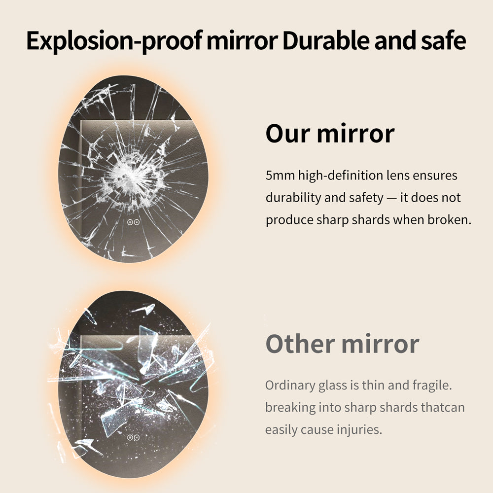 Yishare Egg-Shaped Backlit Defogging Explosion-Proof Bathroom Mirror