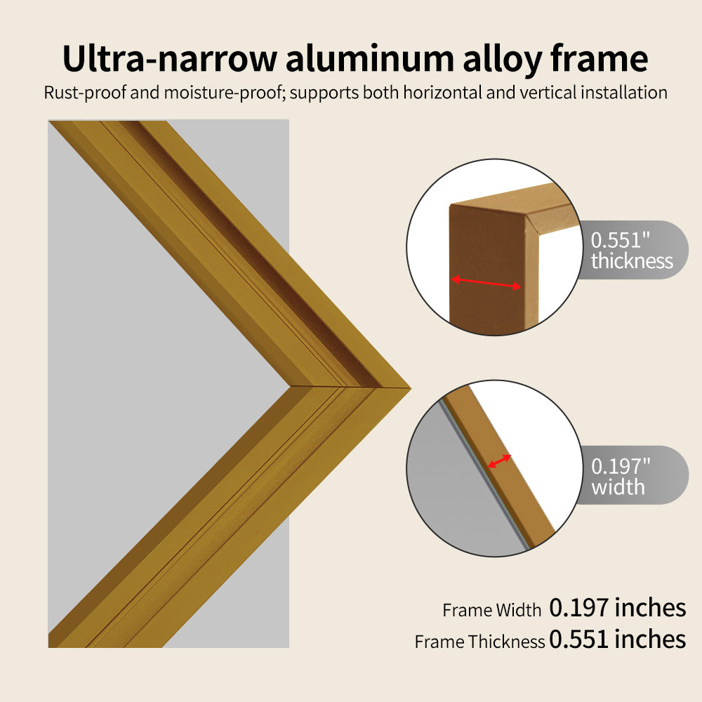 Yishare Rectangular Aluminum-Frame Ultra-Clear Explosion-Proof Bathroom Mirror