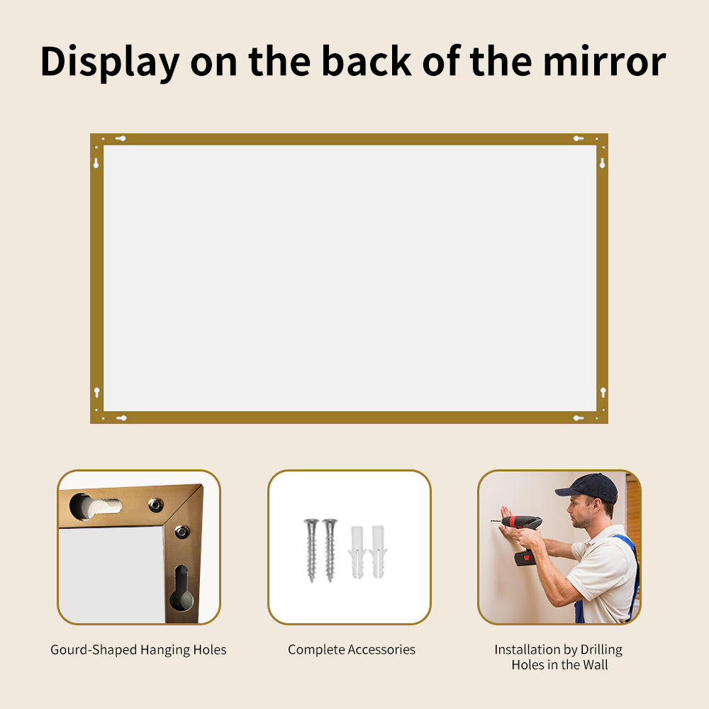 Yishare Rectangular Aluminum-Frame Ultra-Clear Explosion-Proof Bathroom Mirror