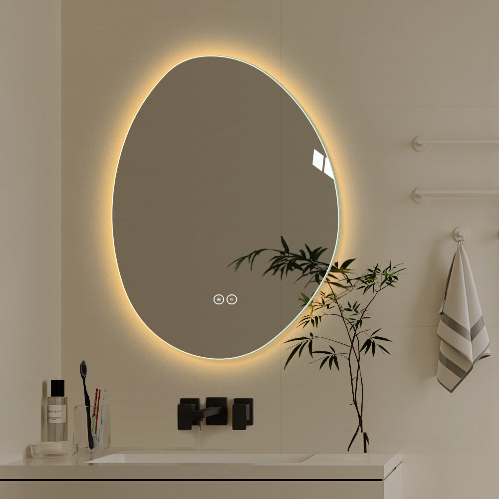 Yishare Egg-Shaped Backlit Defogging Explosion-Proof Bathroom Mirror