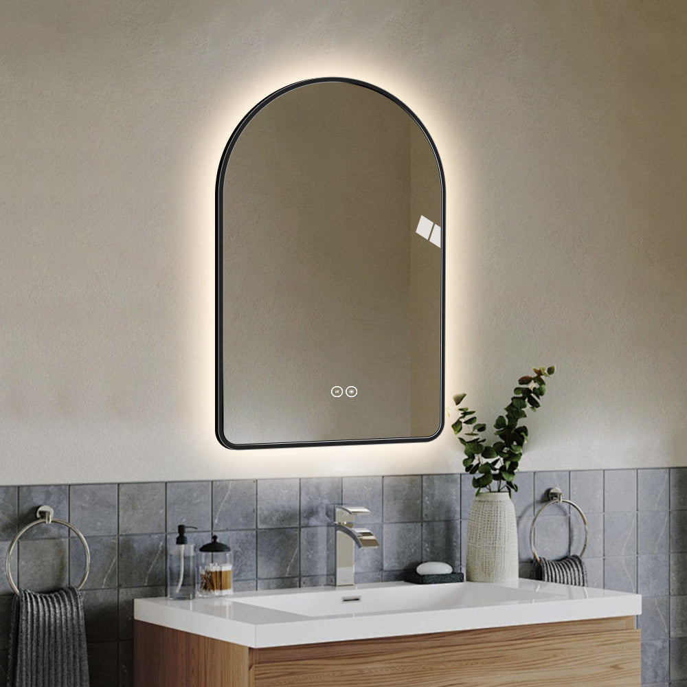 Yishare Arch-Shaped Framed Backlit Explosion-Proof Defogging Bathroom Mirror