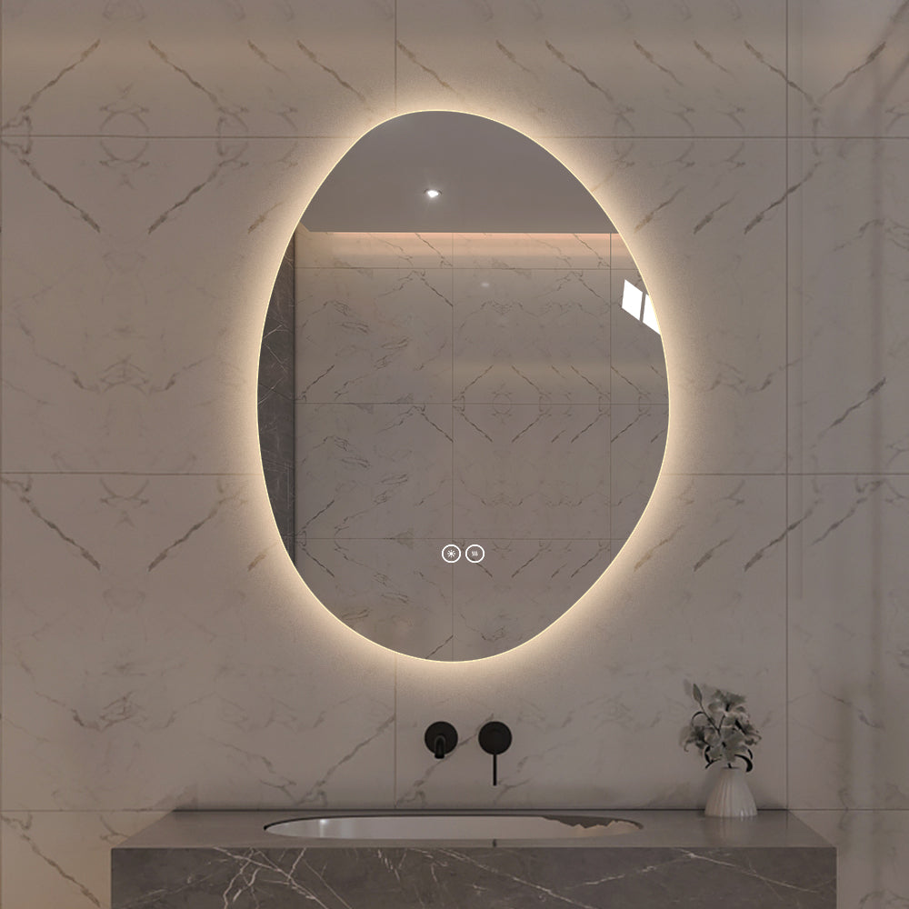 Yishare Egg-Shaped Backlit Defogging Explosion-Proof Bathroom Mirror