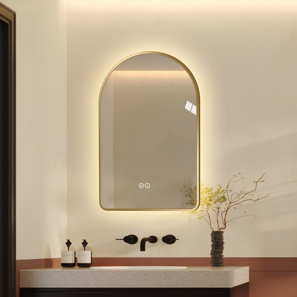 Yishare Arch-Shaped Framed Backlit Explosion-Proof Defogging Bathroom Mirror