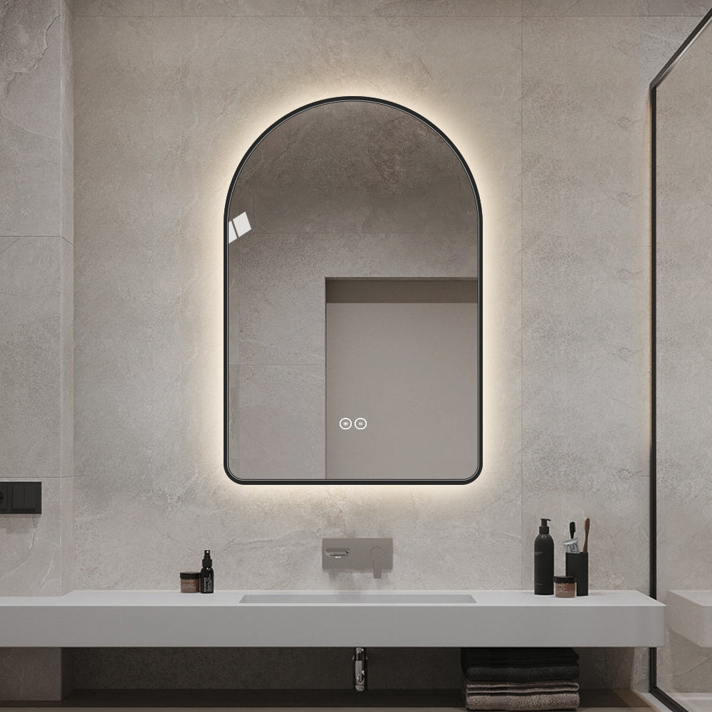 Yishare Arch-Shaped Framed Backlit Explosion-Proof Defogging Bathroom Mirror