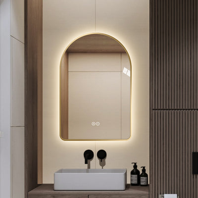 Yishare Arch-Shaped Framed Backlit Explosion-Proof Defogging Bathroom Mirror
