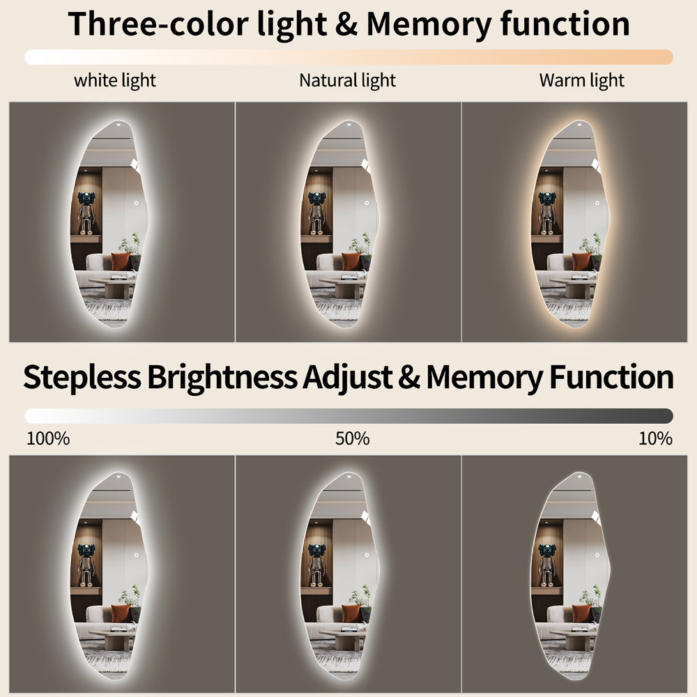 Yishare Dolphin-Shaped Frameless Backlit Explosion-Proof Full-Length Mirror