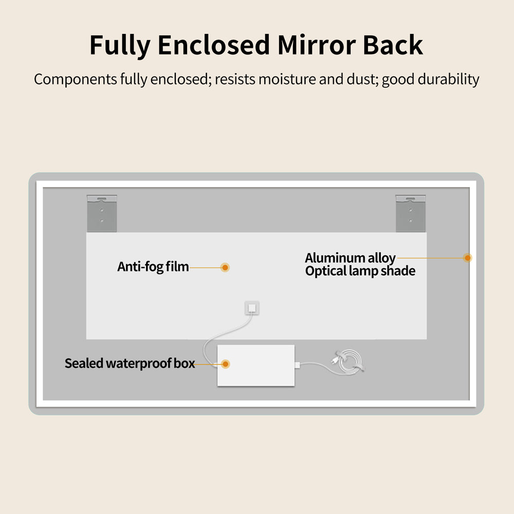 Yishare Rectangular Frameless Defogging Explosion-Proof Radar-Sensing Bathroom Mirror