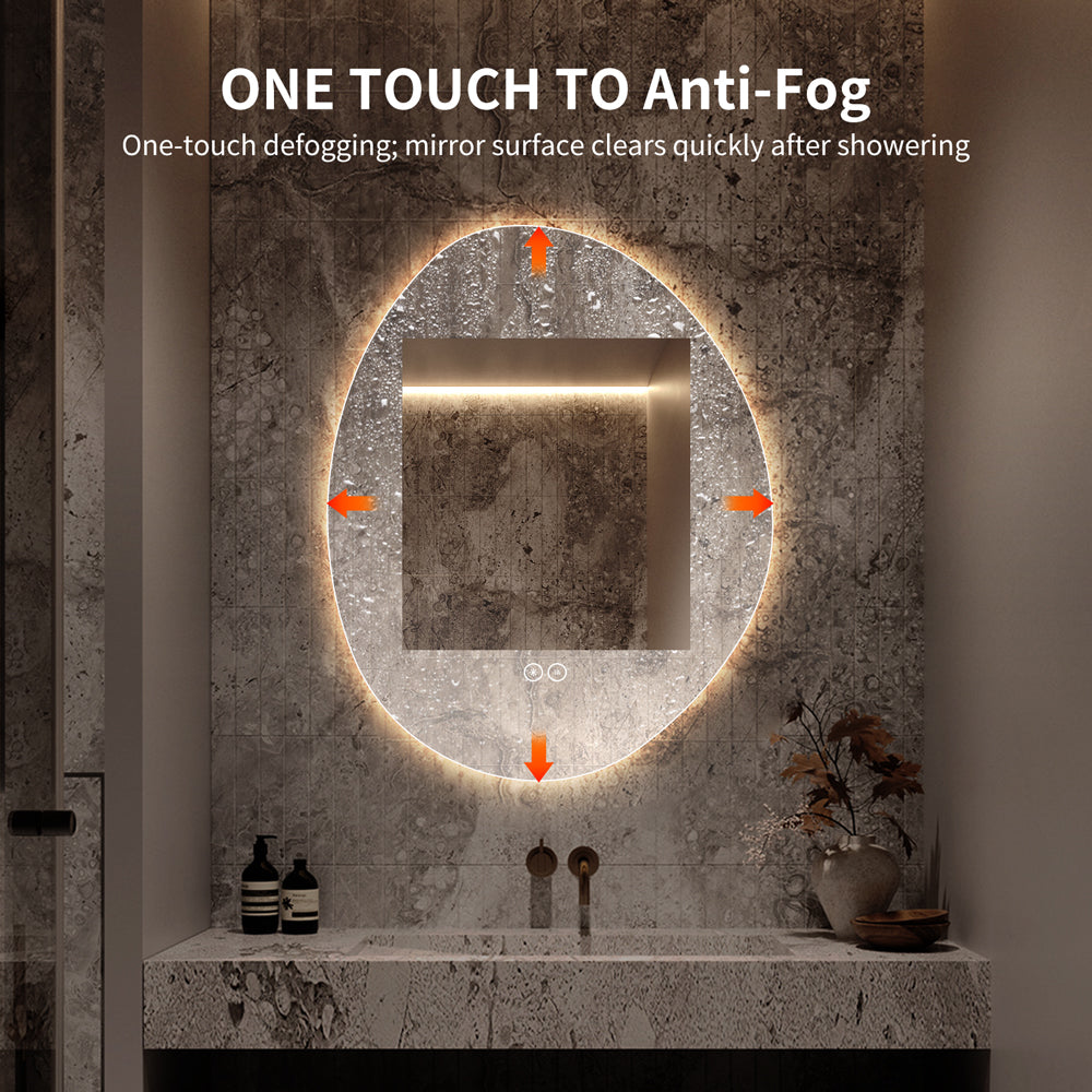 Yishare Egg-Shaped Backlit Defogging Explosion-Proof Bathroom Mirror