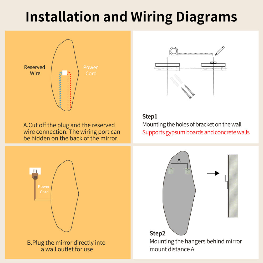 Yishare Cloud-Shaped Backlit Explosion-Proof Full-Length Mirror