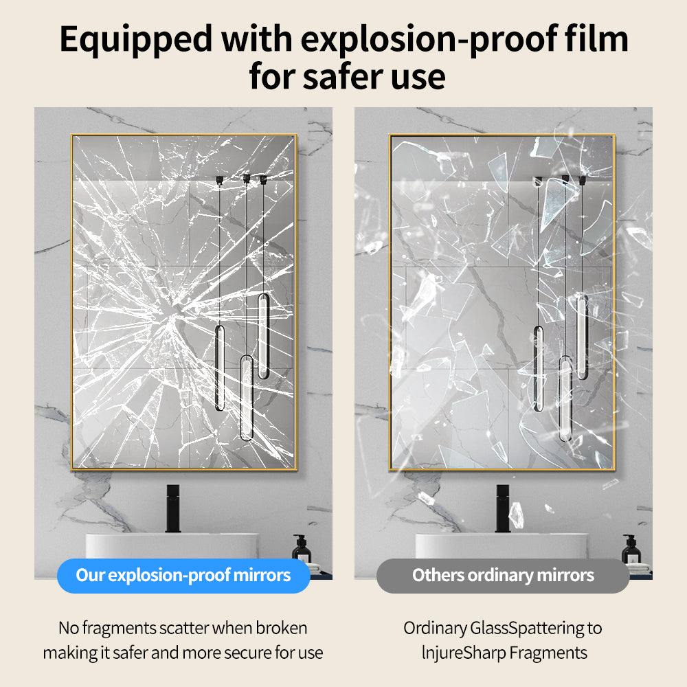 Yishare Rectangular Aluminum-Frame Ultra-Clear Explosion-Proof Bathroom Mirror
