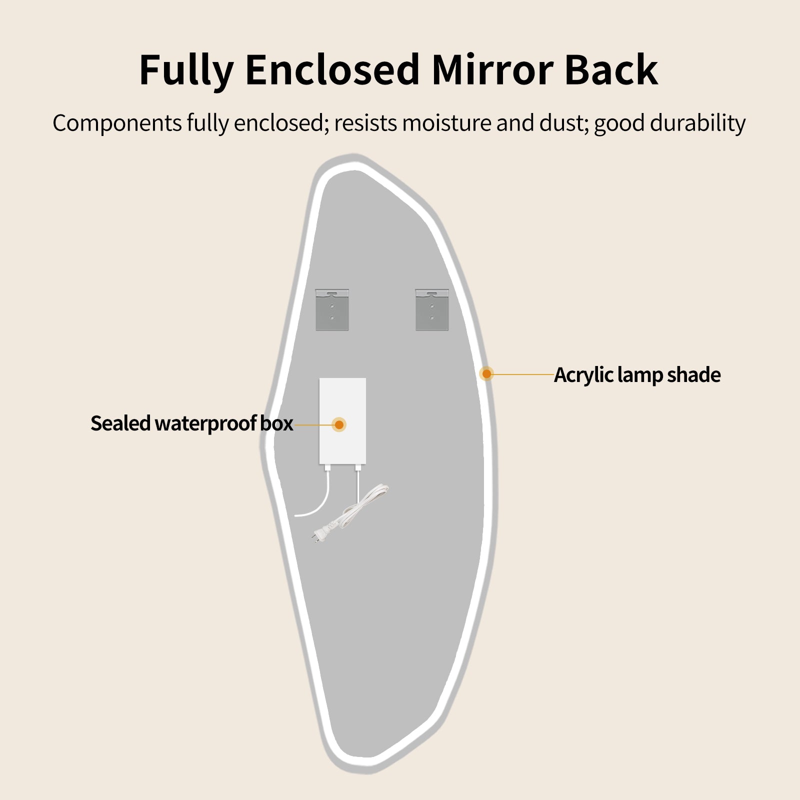 Yishare Dolphin-Shaped Frameless Backlit Explosion-Proof Full-Length Mirror