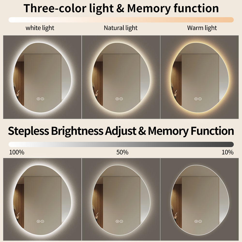 Yishare Egg-Shaped Backlit Defogging Explosion-Proof Bathroom Mirror
