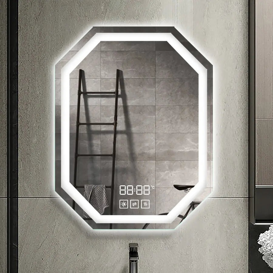 Yishare irregular makeup anti-fog mirror with era magnifying mirror smart dimmable touch switch LED wall-mounted bathroom mirror