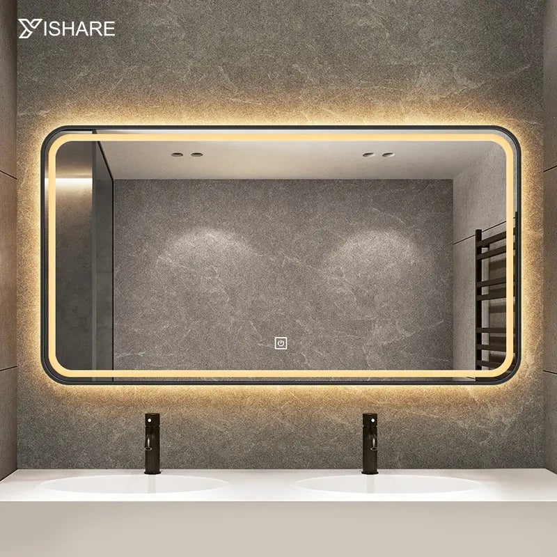 Factory Direct Gold Matt Black Aluminum Alloy Frame LED Smart Vanity Bathroom Mirror Lights Waterproof Hanging Salon