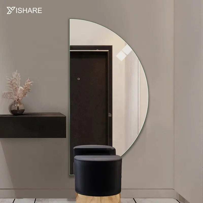 Yishare Fashion Modern Home Decorative Half-round Wall Mirror Bathroom Mirror for Bathroom Entryway Washroom Living Room Mirror