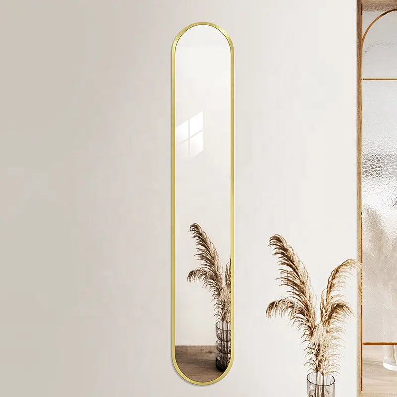 Yishare New Design Home Decorative Aluminium Alloy Frame Narrow Mirror Wall Mounted Full Length Mirror Dressing Mirror
