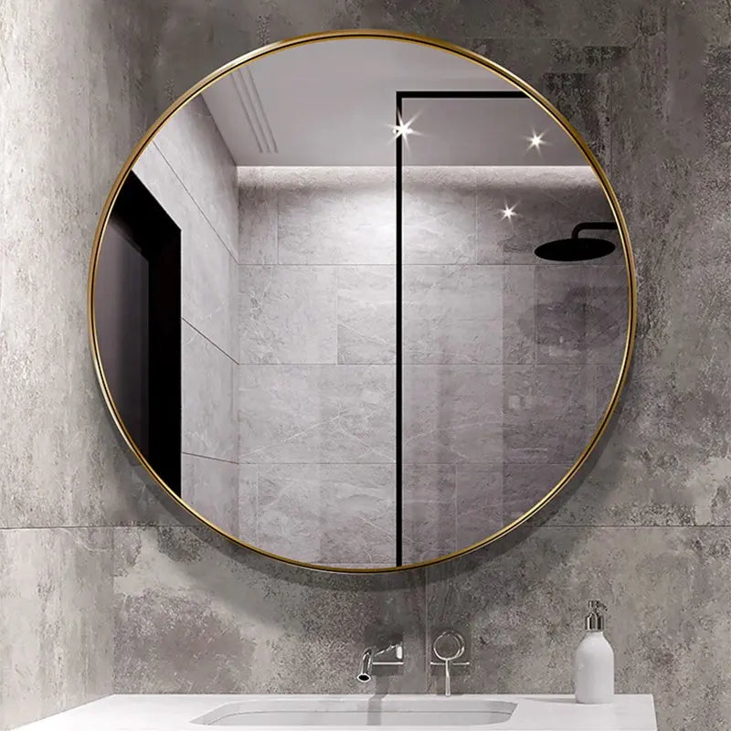 Yishare Modern Stainless Steel Metal Frame Black Circle Mirror Round Wall Makeup Mirror for Bathroom Entryway Living Room Mirror