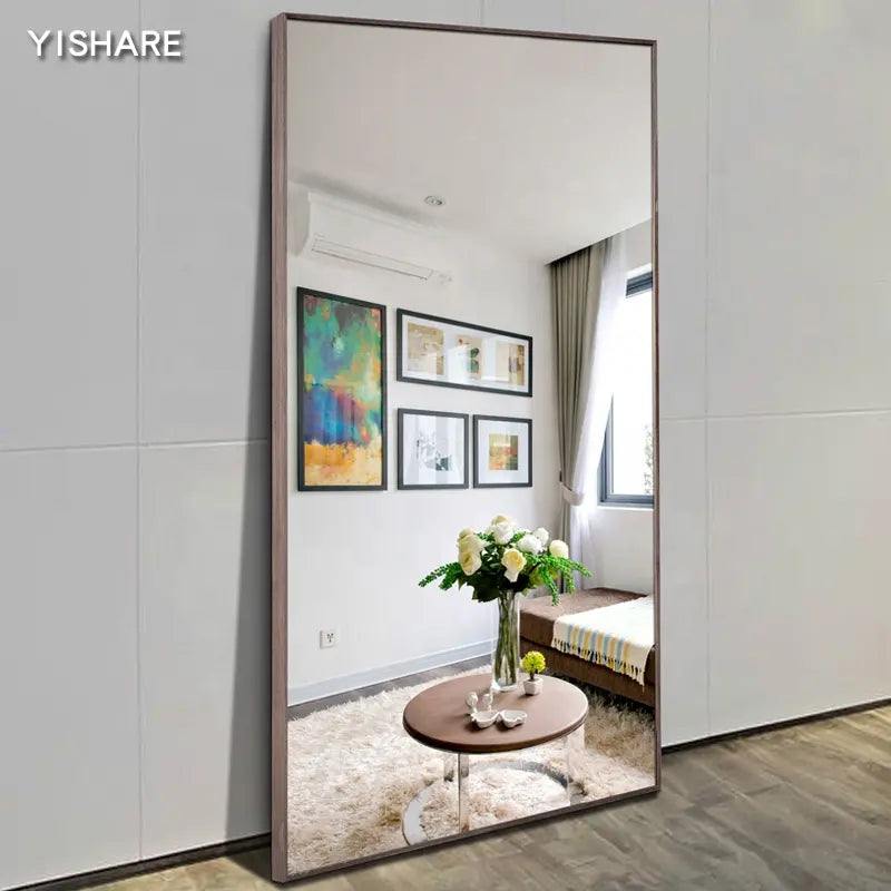 High Standard Nordic Style Rectangular Home Solid Wood Frame Full Body Mirror Wall Decorative Dressing Mirrors