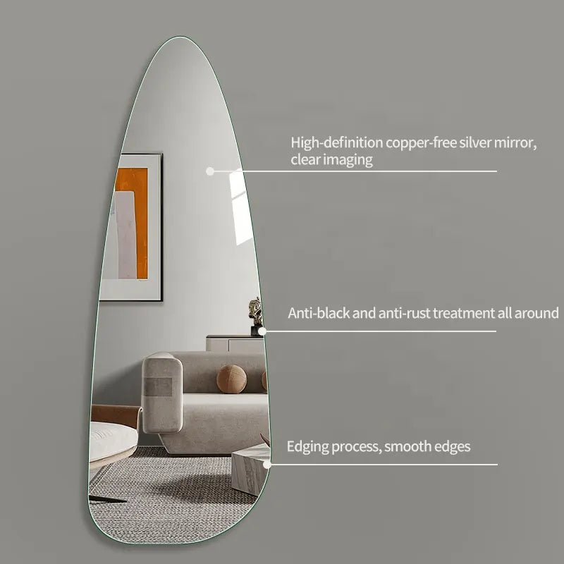 New Design Home Decorative Frameless Irregular Wall Mirror Full Length Mirror Dressing Mirrors