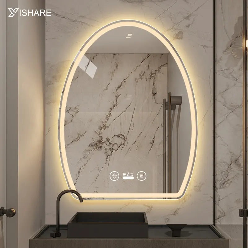 Factory direct sales back and front lighting round makeup smart LED mirror bathroom with light hotel home