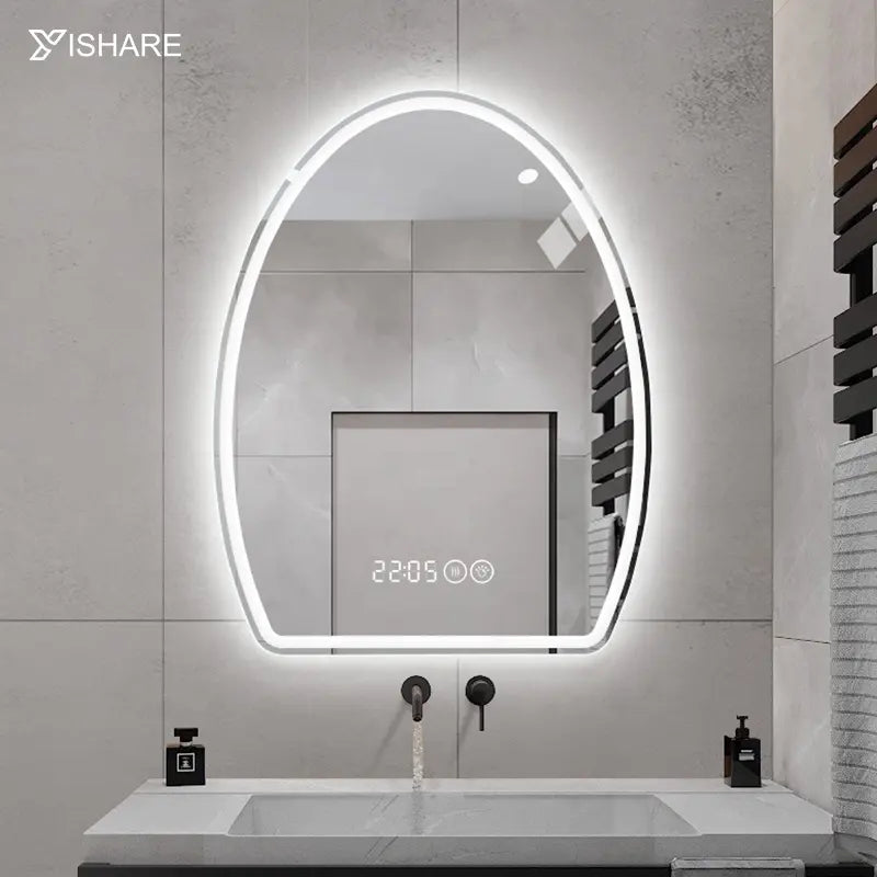 Factory direct sales back and front lighting round makeup smart LED mirror bathroom with light hotel home
