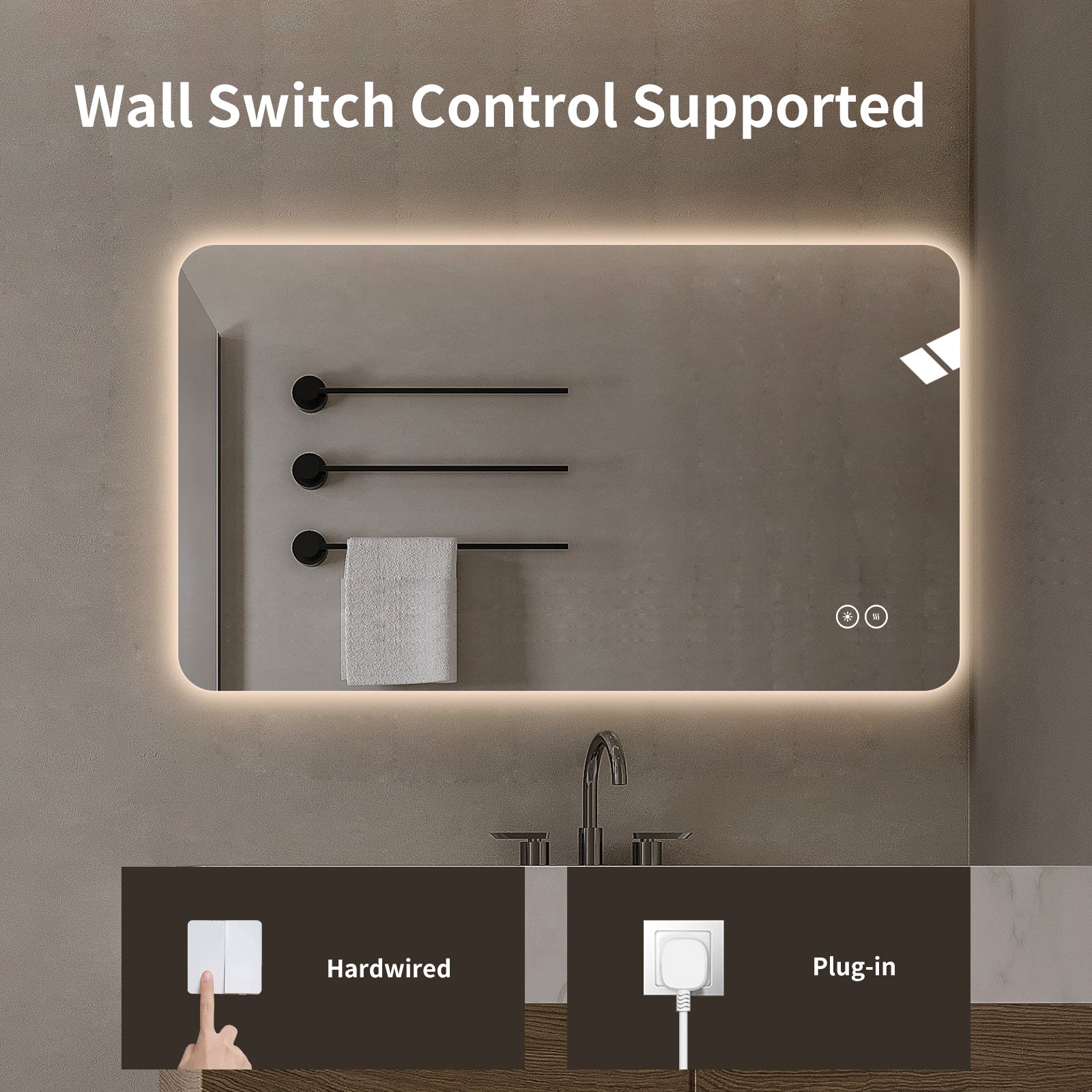 Yishare Rectangular Frameless LED Explosion - Proof and Anti - Fog Wall - Mounted Bathroom Mirror