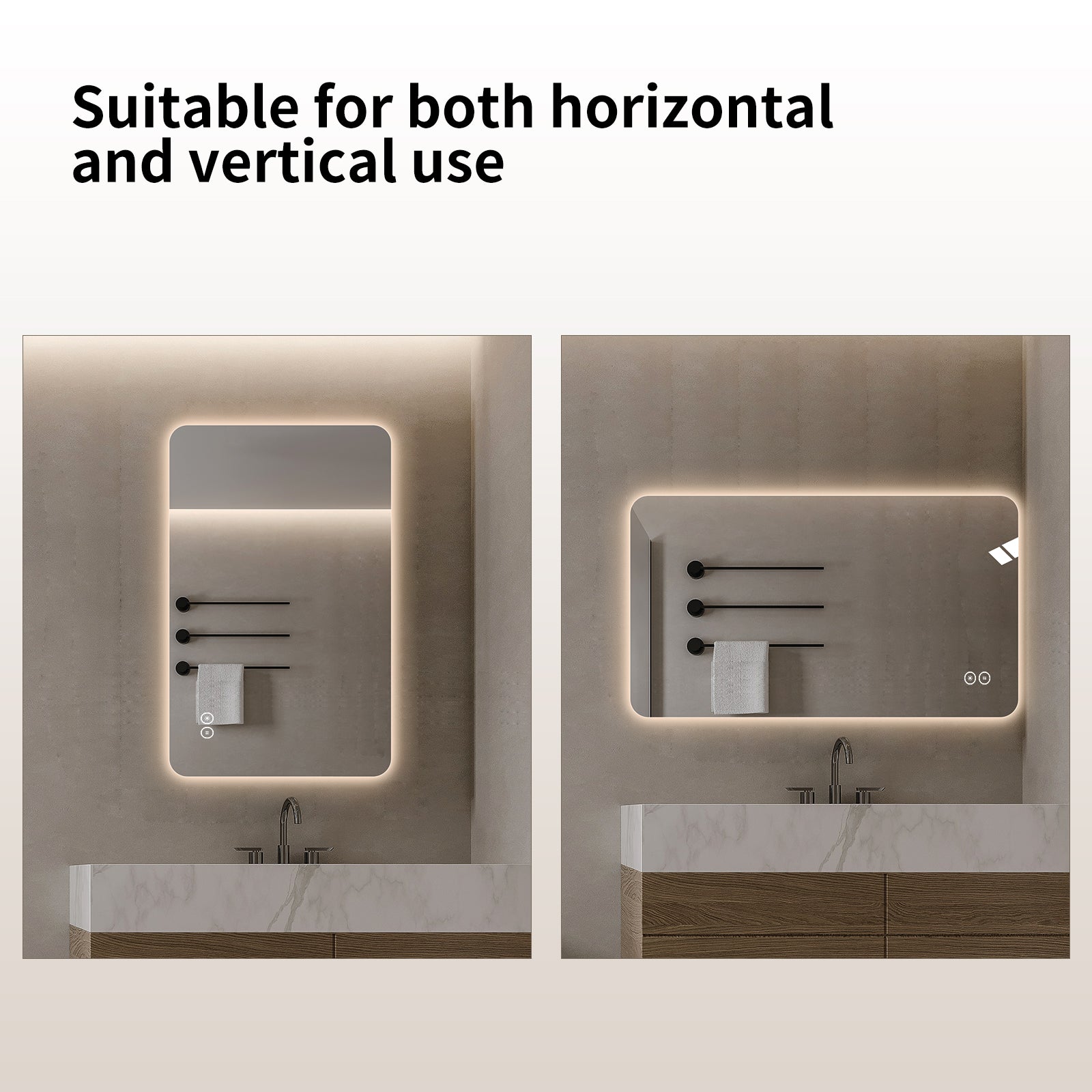 Yishare Rectangular Frameless LED Explosion - Proof and Anti - Fog Wall - Mounted Bathroom Mirror