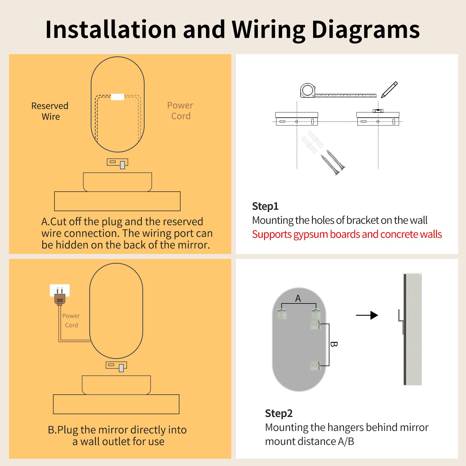 Yishare Oval LED Frameless Anti-Fog Explosion-Proof Bathroom Mirror