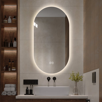 Yishare Oval LED Frameless Anti-Fog Explosion-Proof Bathroom Mirror