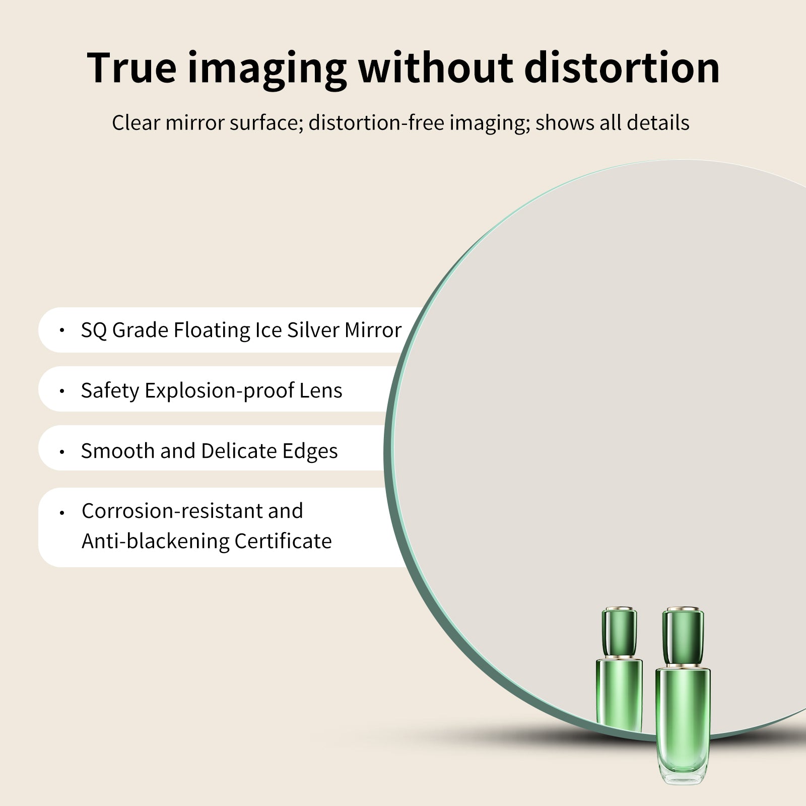Yishare LED Frameless Round Anti - Fog Wall - Mounted Bathroom Mirror
