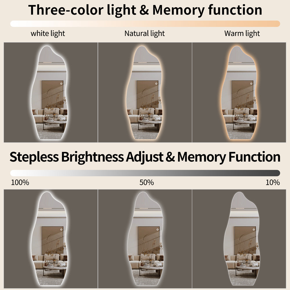 Yishare Dolphin-Shaped Frameless Backlit Explosion-Proof Full-Length Mirror