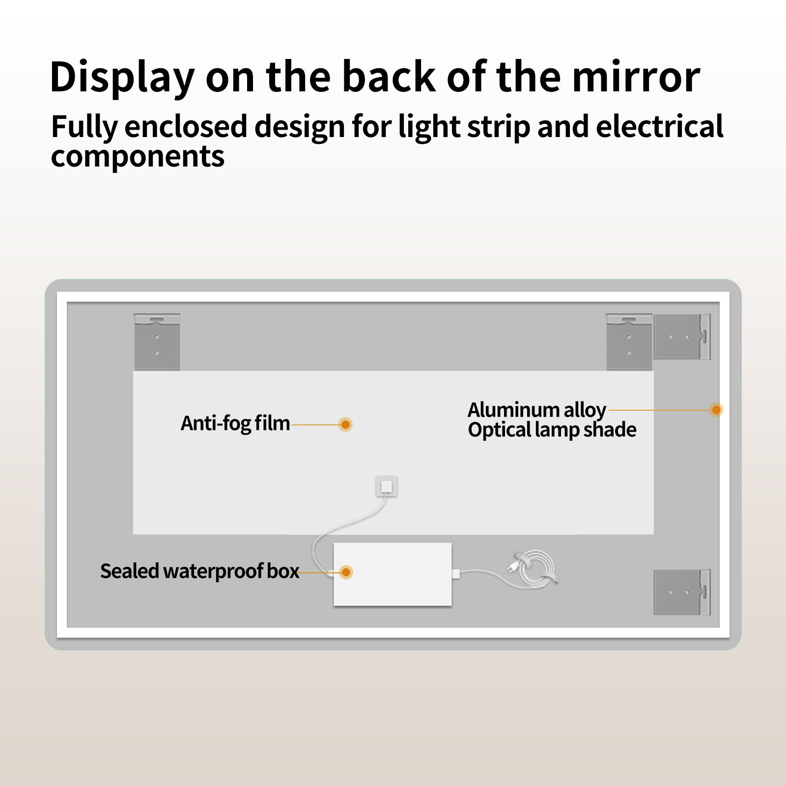 Yishare Rectangular Frameless LED Explosion - Proof and Anti - Fog Wall - Mounted Bathroom Mirror