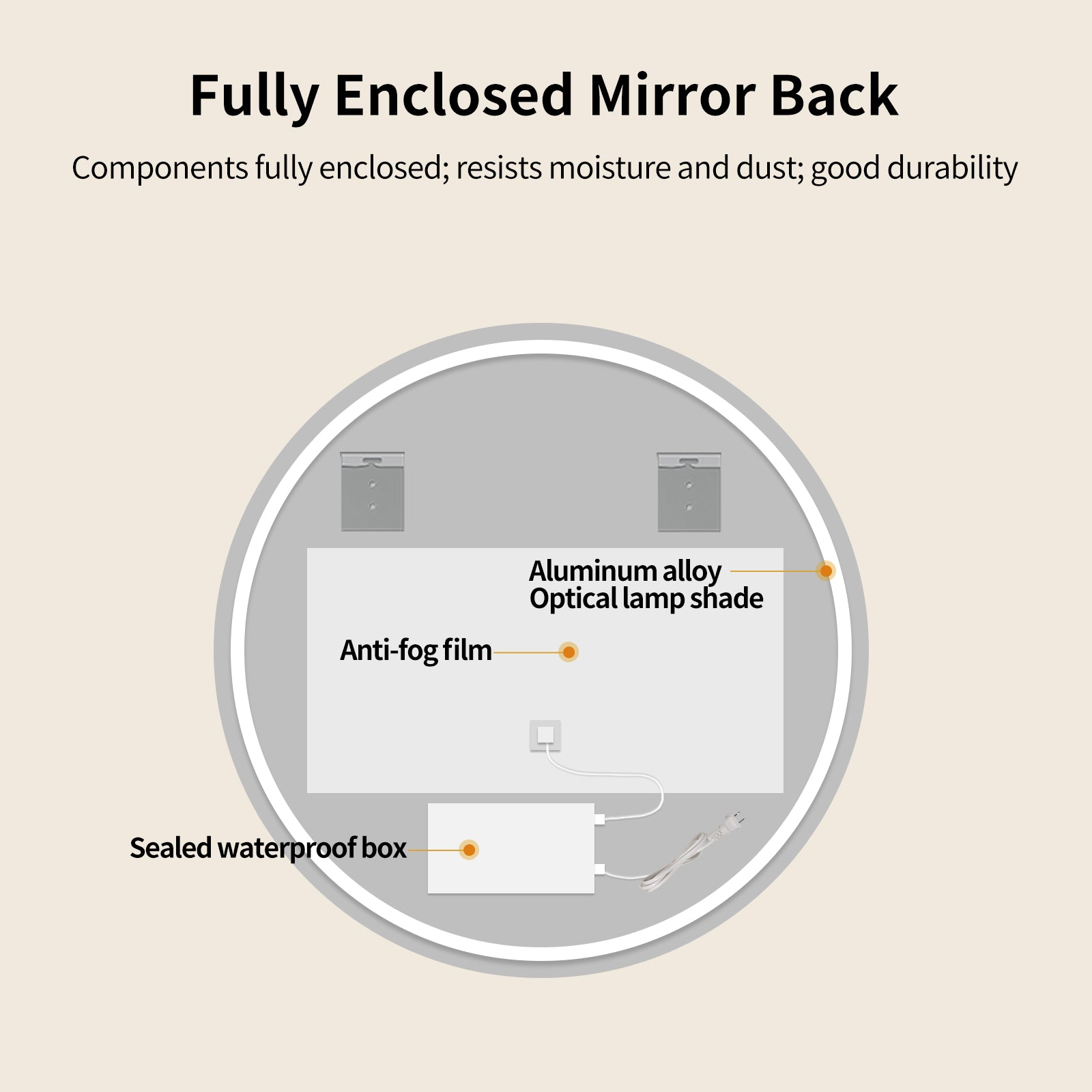 Yishare LED Frameless Round Anti - Fog Wall - Mounted Bathroom Mirror