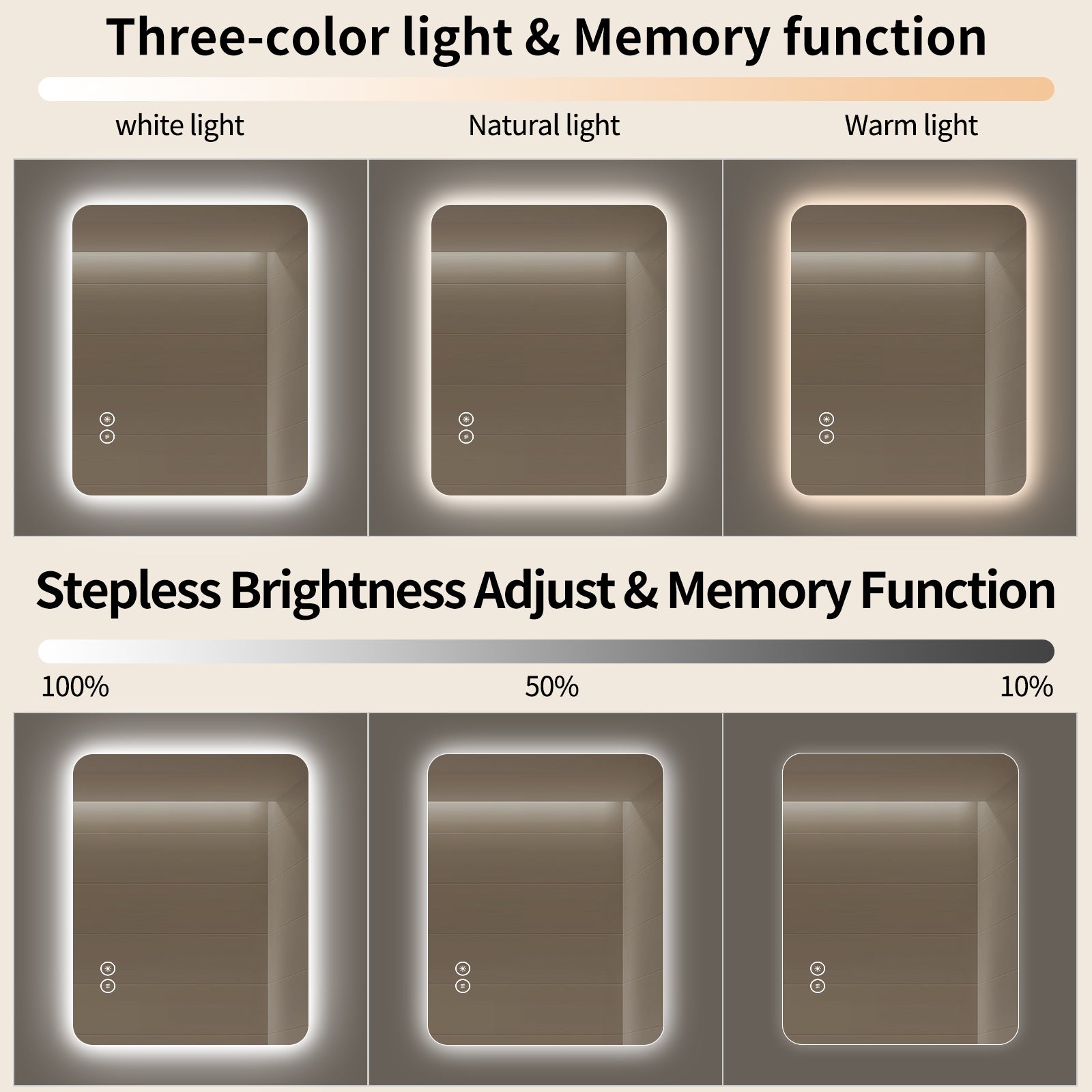 Yishare Rectangular Frameless LED Explosion - Proof and Anti - Fog Wall - Mounted Bathroom Mirror