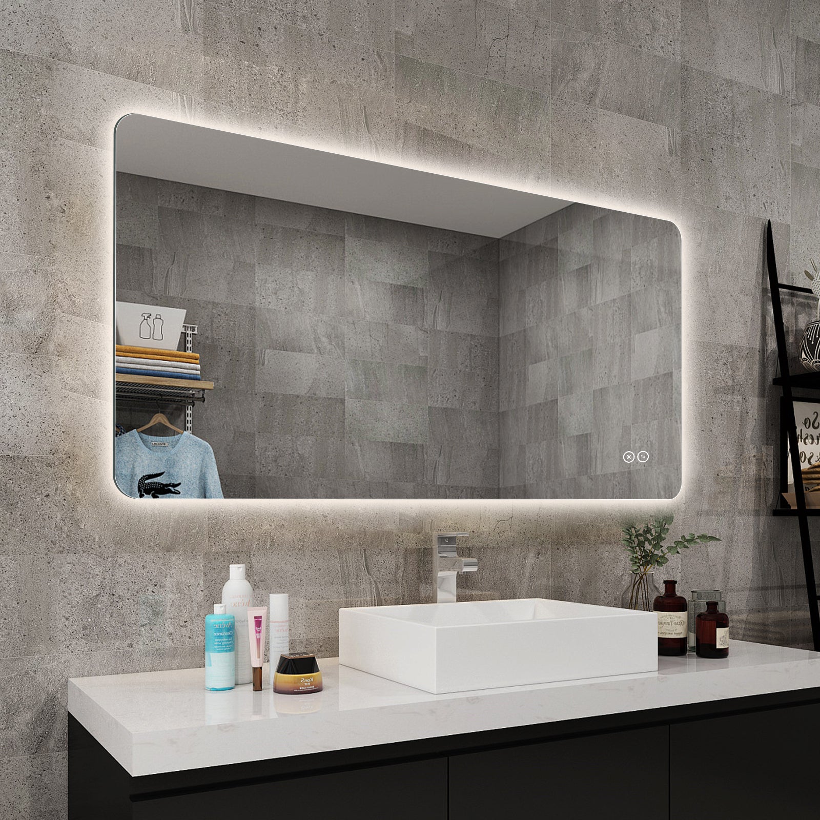 Yishare Rectangular Frameless LED Explosion - Proof and Anti - Fog Wall - Mounted Bathroom Mirror