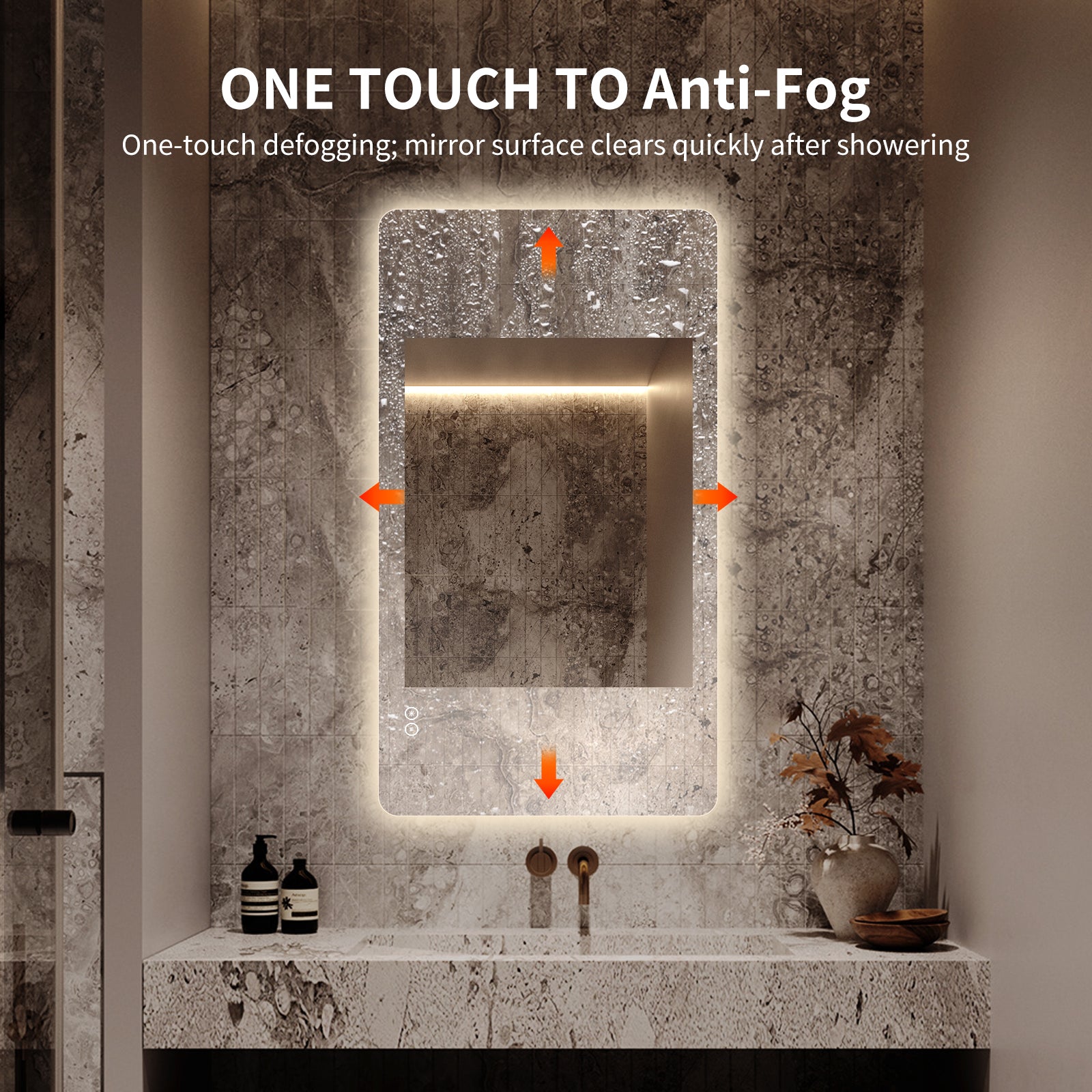 Yishare Rectangular Frameless LED Explosion - Proof and Anti - Fog Wall - Mounted Bathroom Mirror