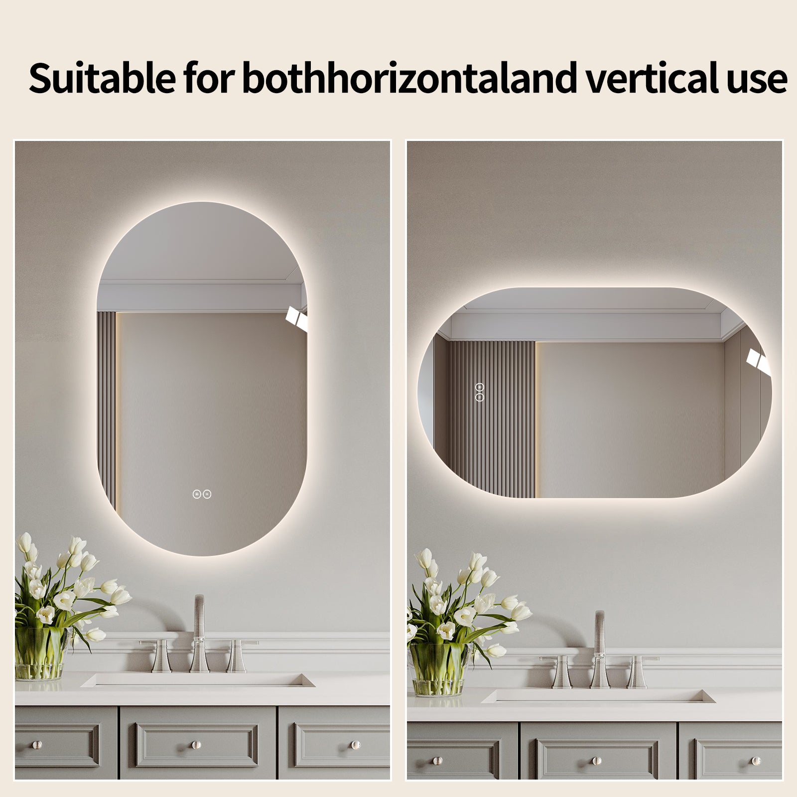 Yishare Oval LED Frameless Anti-Fog Explosion-Proof Bathroom Mirror