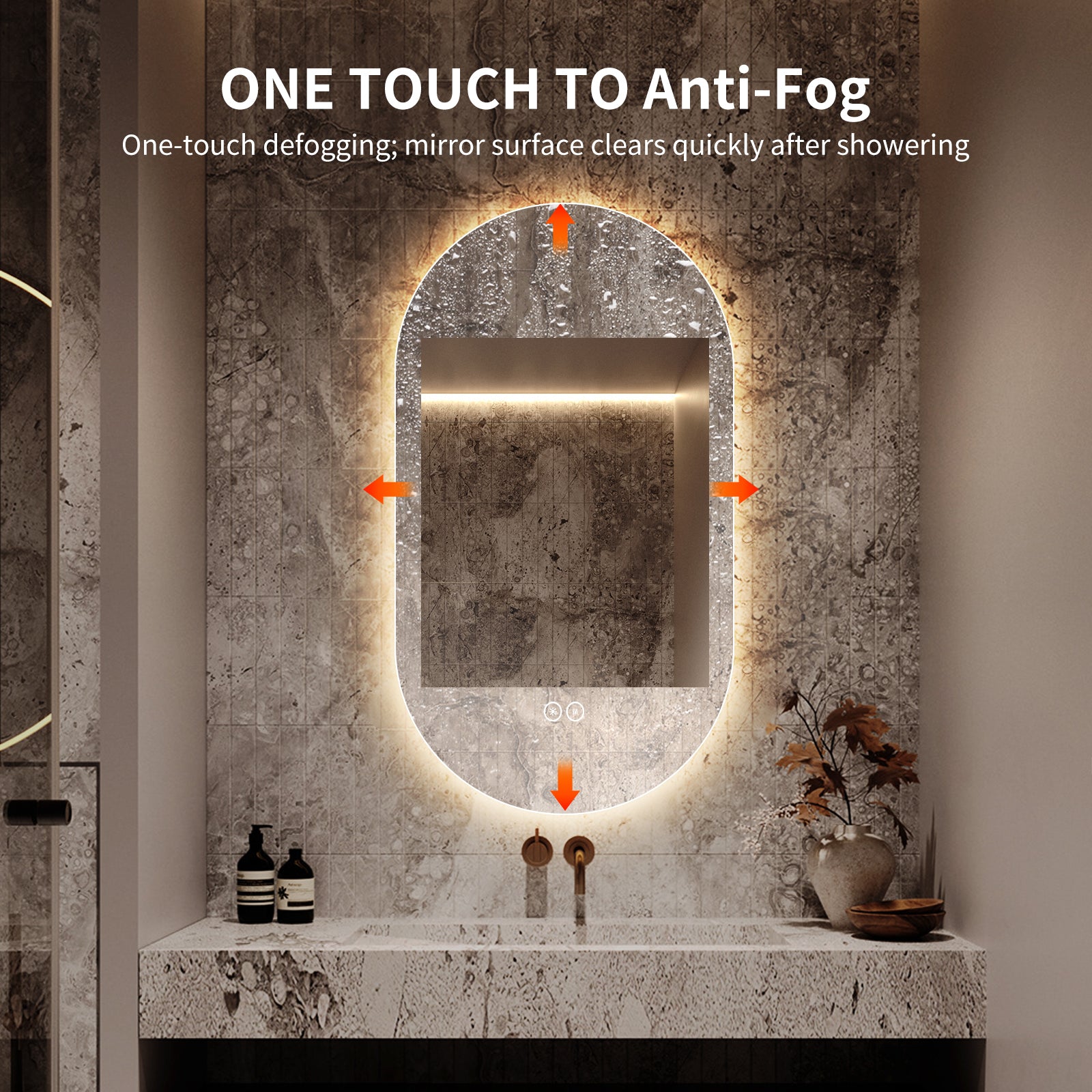 Yishare Oval LED Frameless Anti-Fog Explosion-Proof Bathroom Mirror