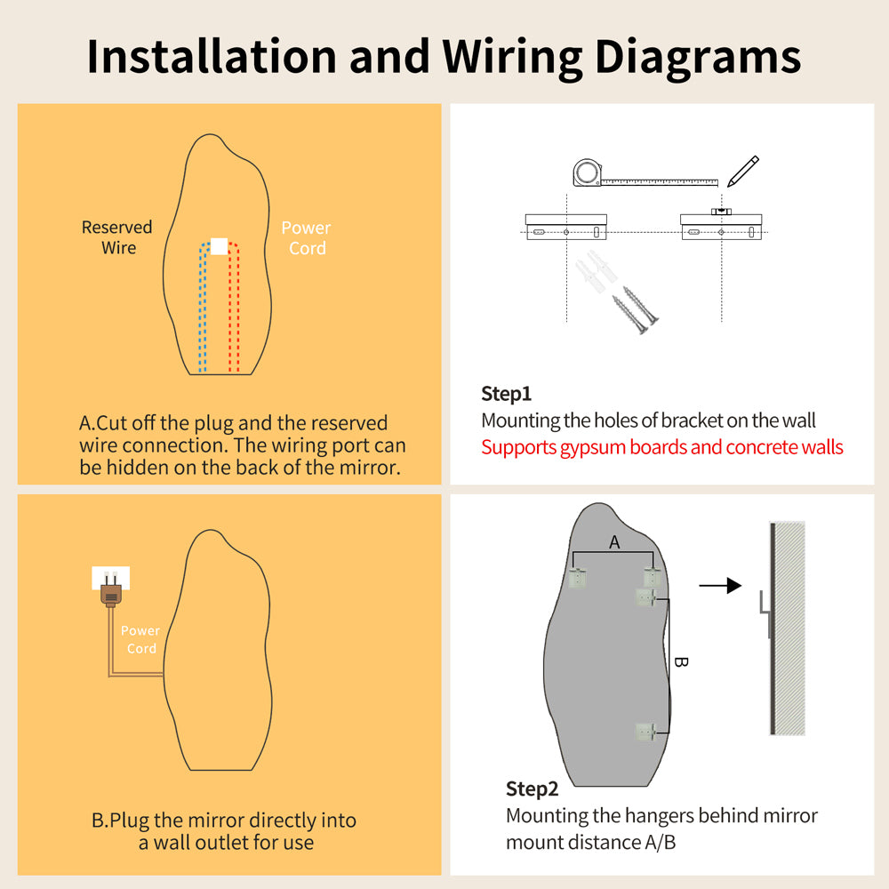 Yishare Dolphin-Shaped Frameless Backlit Explosion-Proof Full-Length Mirror