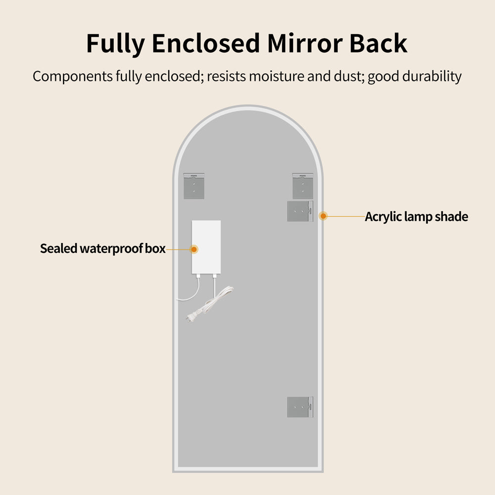 Yishare Frameless Backlit Arched Full-Length Mirror