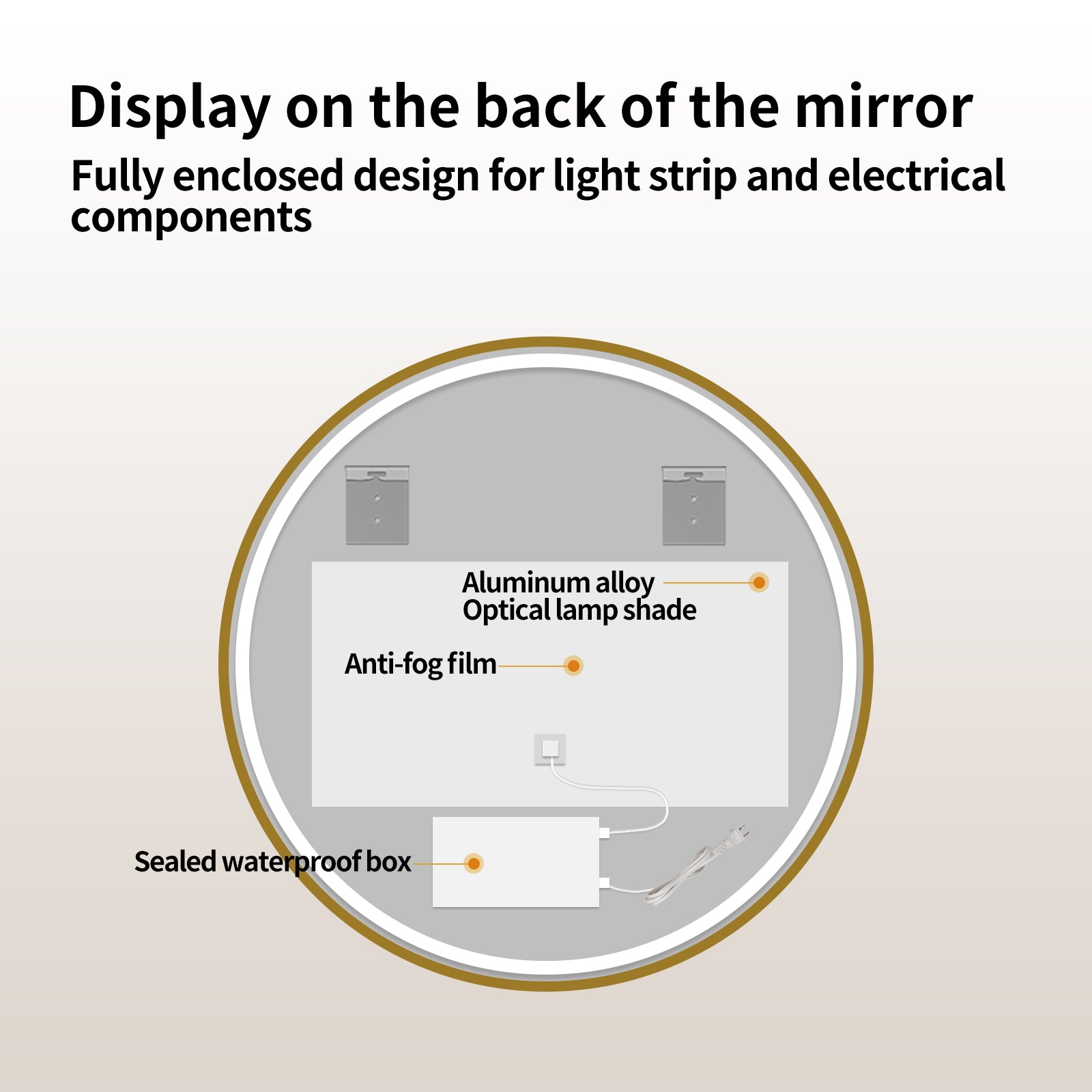 Yishare Round LED Framed Explosion-Proof Anti-Fog Bathroom Mirror