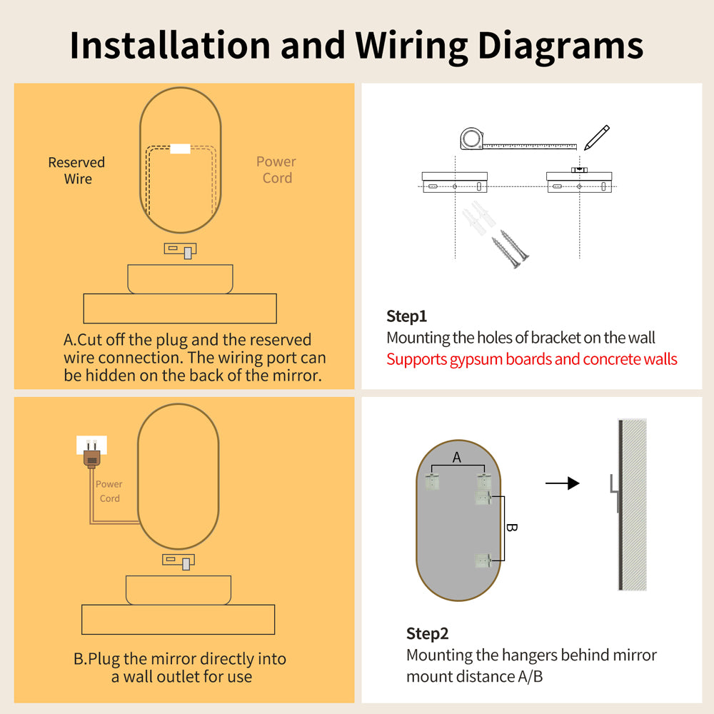 Yishare Oval-Shaped Framed Backlit Defogging Explosion-Proof Bathroom Mirror
