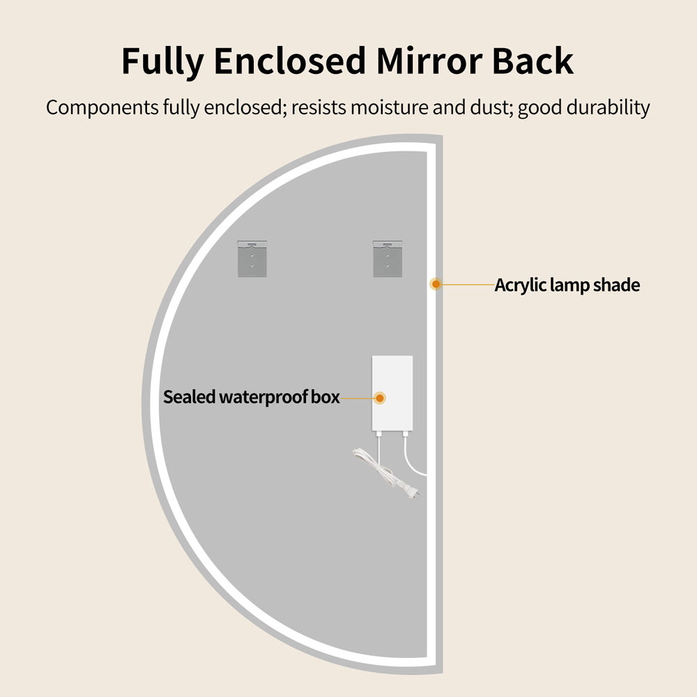 Yishare Semi-Circular Frameless LED Smart Full-Length Mirror