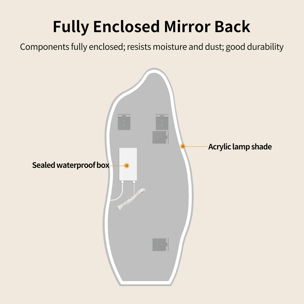 Yishare Dolphin-Shaped Frameless Backlit Explosion-Proof Full-Length Mirror