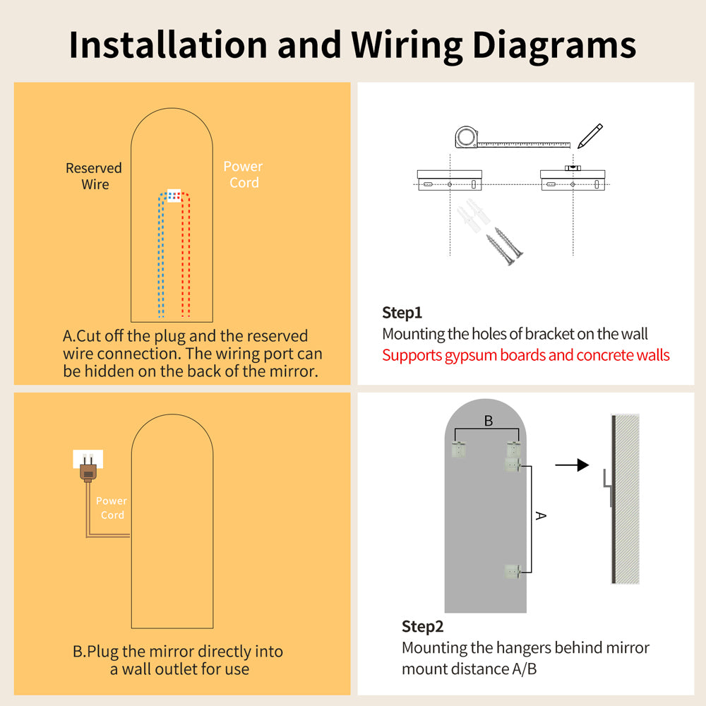 Yishare Frameless Backlit Arched Full-Length Mirror