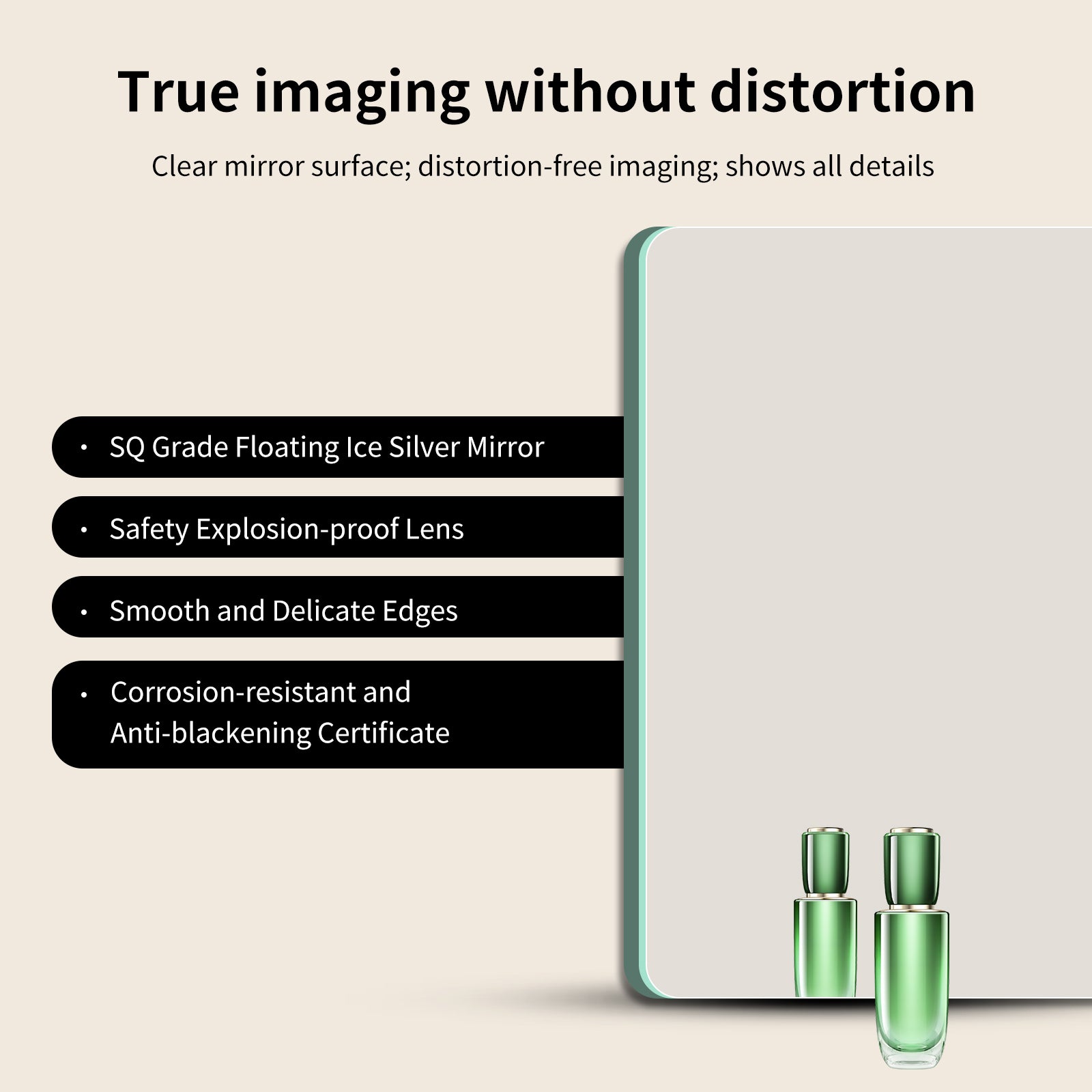 Yishare Rectangular Frameless LED Explosion - Proof and Anti - Fog Wall - Mounted Bathroom Mirror