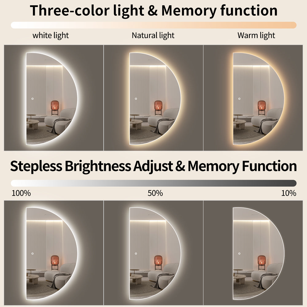 Yishare Semi-Circular Frameless LED Smart Full-Length Mirror
