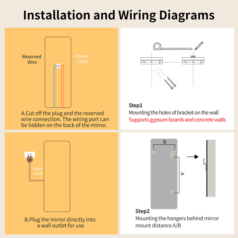 Yishare Radar-Sensing Frameless Backlit Explosion-Proof Full-Length Mirror